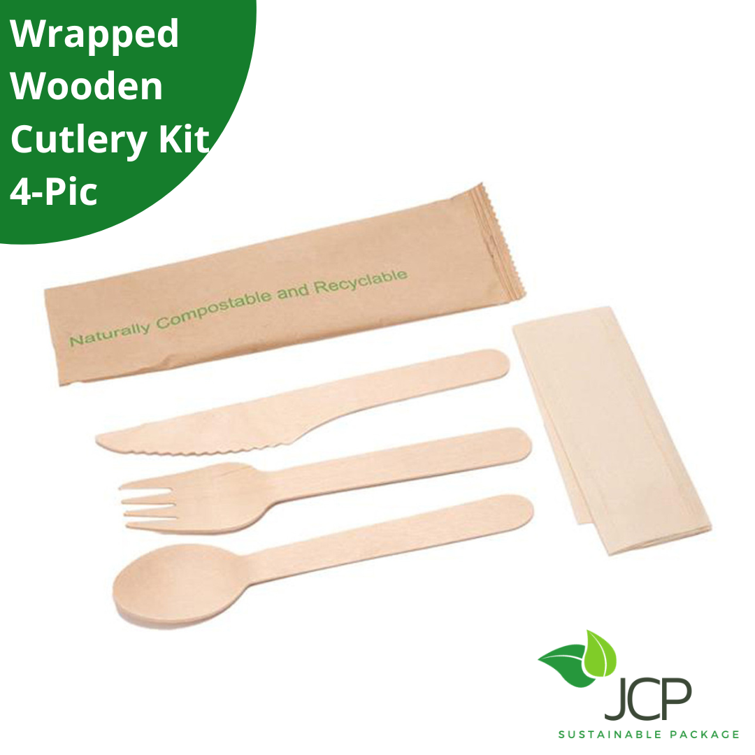 Wrapped Wooden Utensils(Kit/Fork/Spoon/Knife)